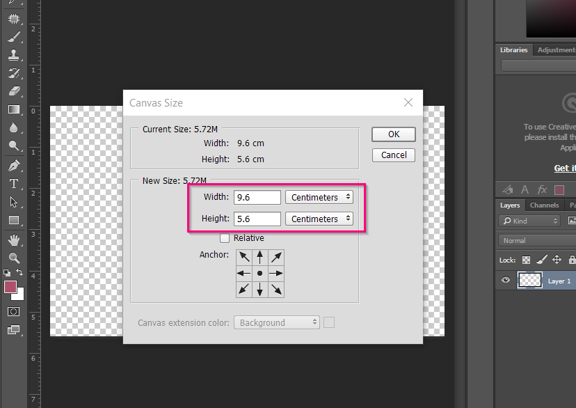 Check the dimension of your canvas 2 Check the dimension of your canvas 2