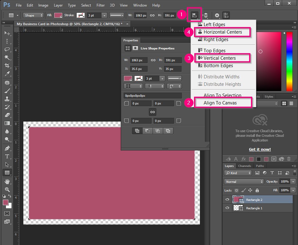 Centrally aligning the rectangle. Centrally aligning the rectangle.