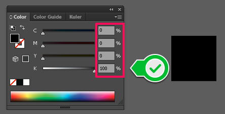 Set B=100, C=0, M=0, Y=0 for black elements Set B=100, C=0, M=0, Y=0 for black elements