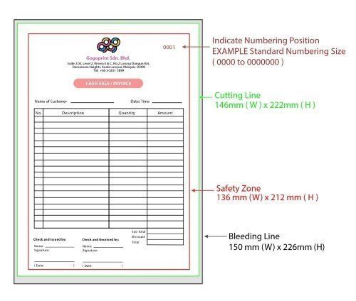 Print Bill Books with a serial numbers and NO perforated line