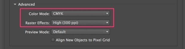 Select CMYK color mode Select CMYK color mode